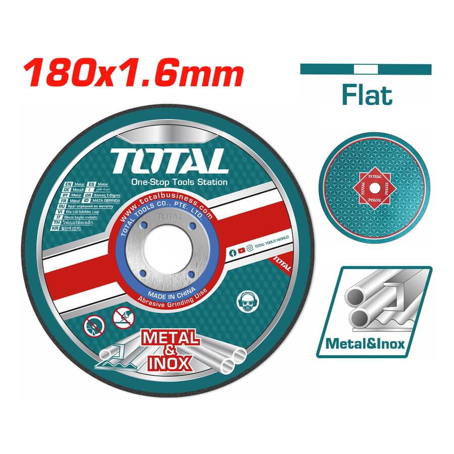 TOTAL Δίσκος κοπής ίσιος ΙΝΟΧ / μετάλλου 180 Χ 1.6mm (TAC2161801)