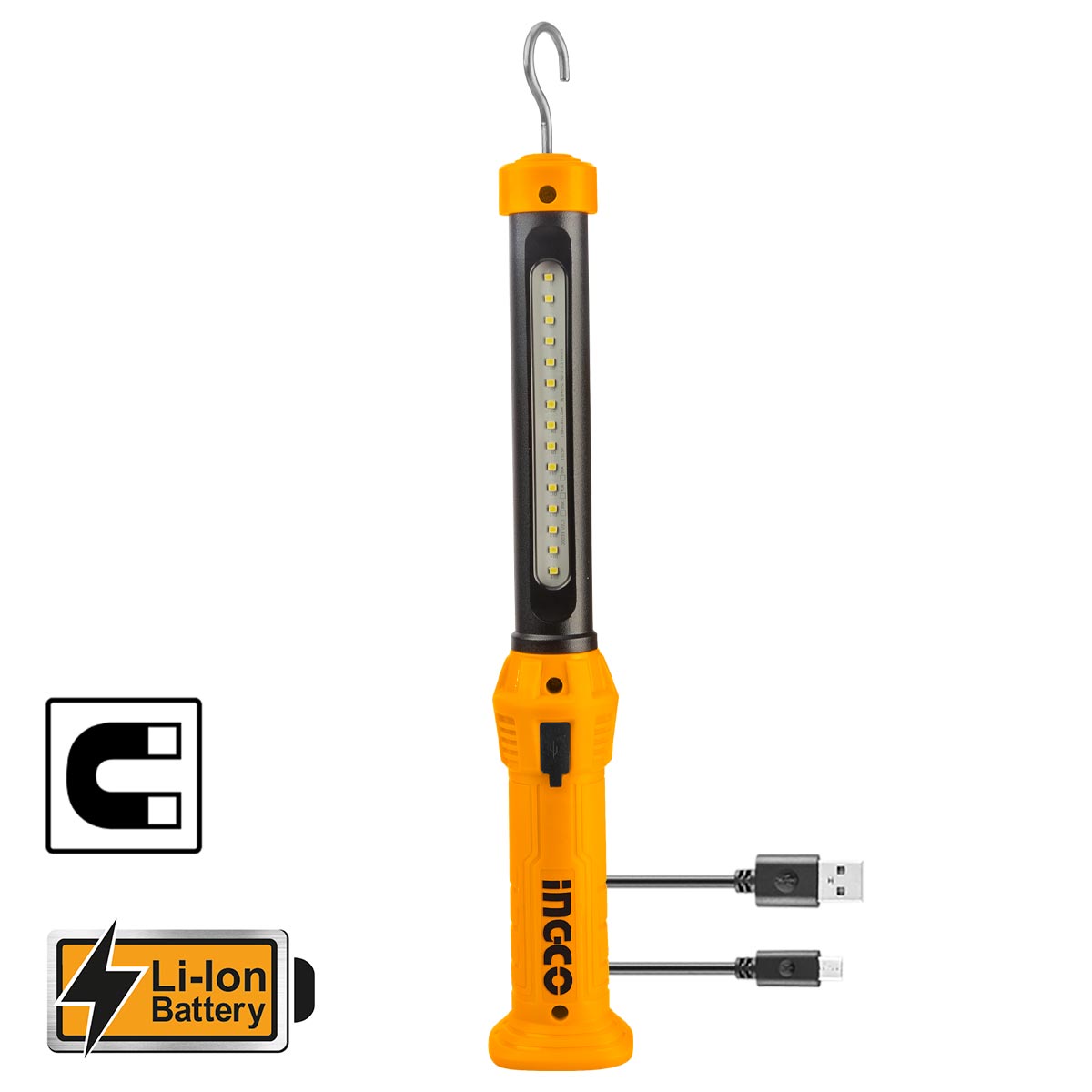 INGCO Φακός Λάμπα Συνεργείου Επαναφορτιζόμενος 75-300 lumen USB Type-A (HWLI35261)