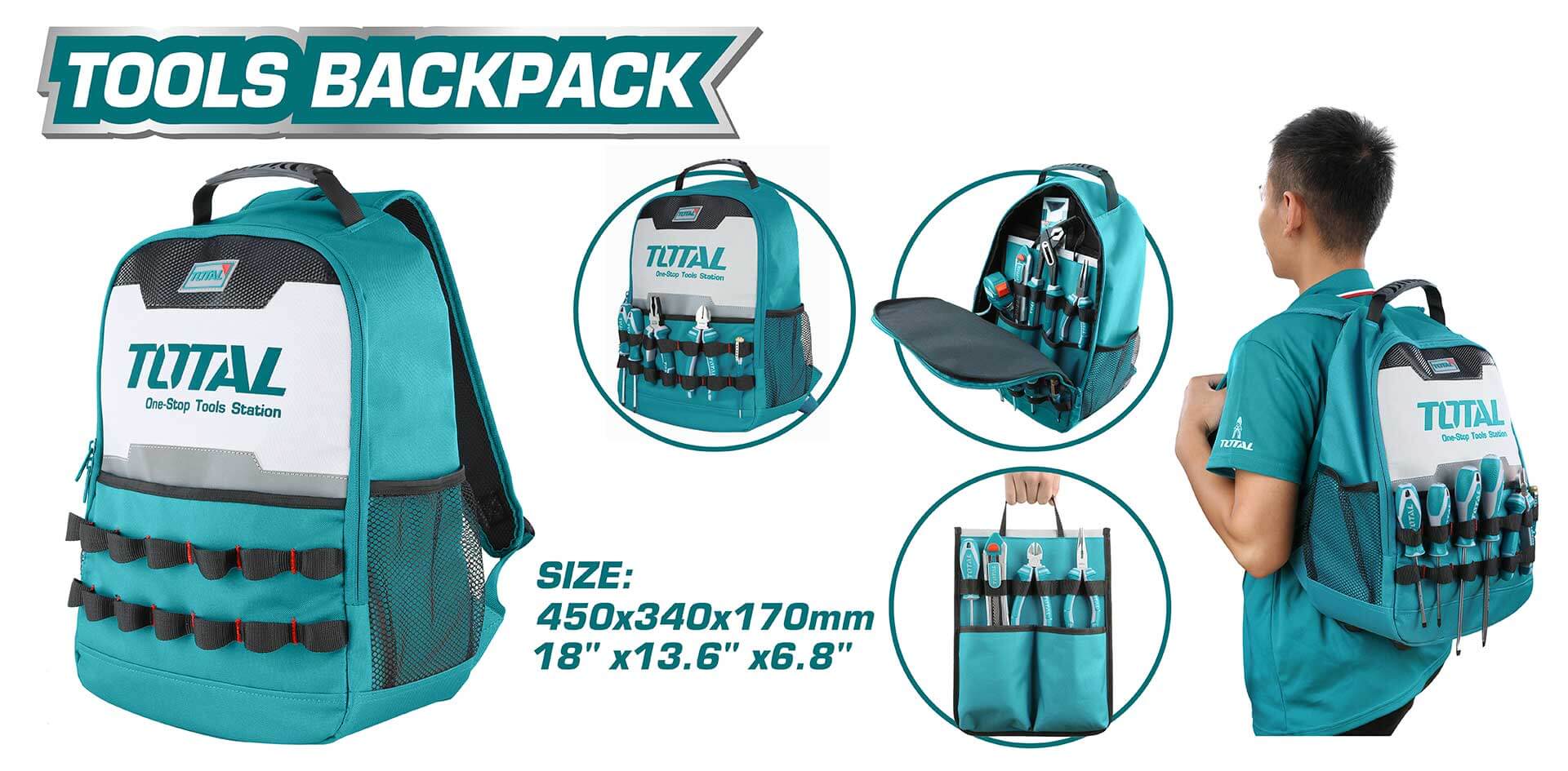 TOTAL Τσάντα πλάτης εργασίας (THBP0201)