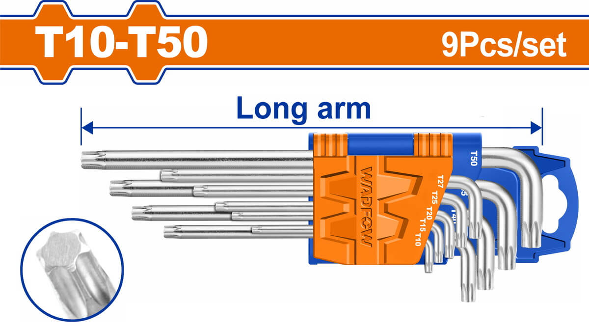 WADFOW Σετ κλειδιά TORX μακριά T10-T50 9 τεμάχια (WHK3291)